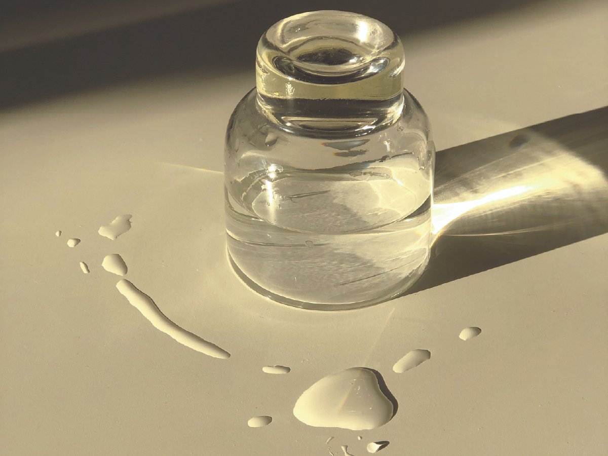 A jar of water on a white background